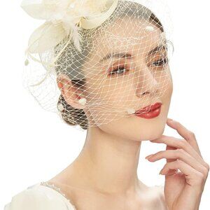 Fascinator Hat Women Vintage Flower Mesh Veil Kentucky Derby Party Accessory
